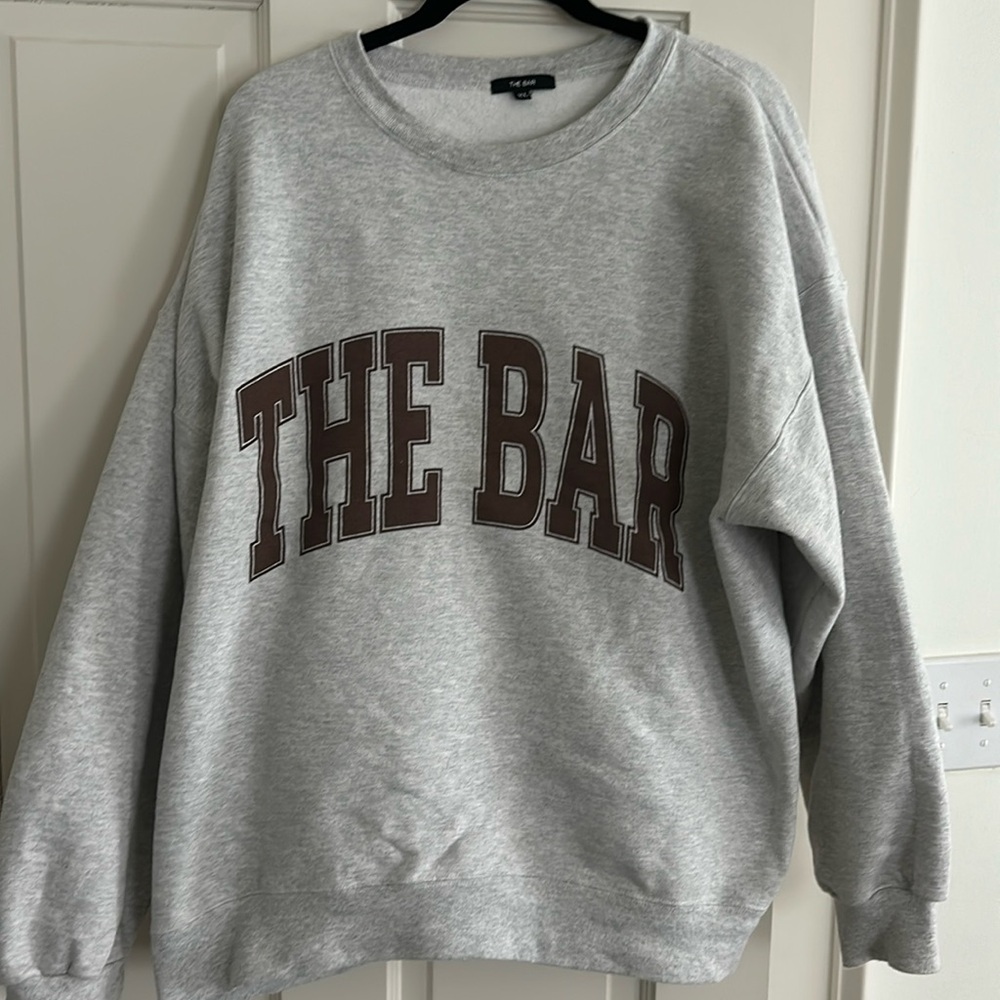 The Bar sweatshirt - heather gray with brown lettering